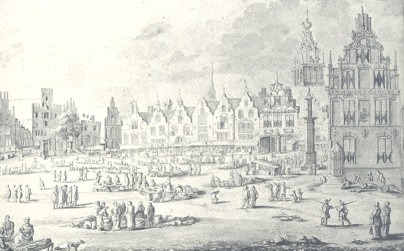 Grote Markt te Nijmegen door Jan van Gall, tweede helft zeventiende eeuw.